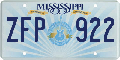 MS license plate ZFP922