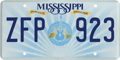 MS license plate ZFP923