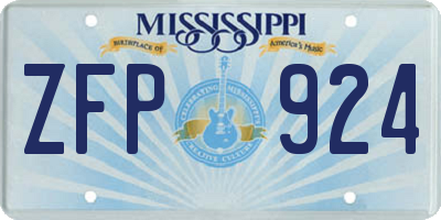 MS license plate ZFP924