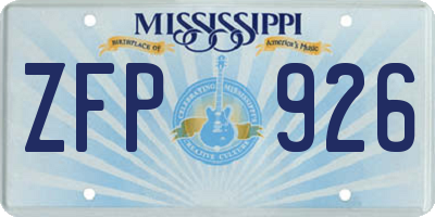 MS license plate ZFP926