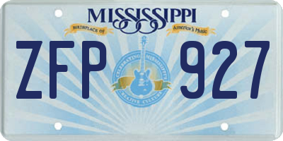 MS license plate ZFP927