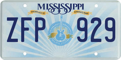 MS license plate ZFP929