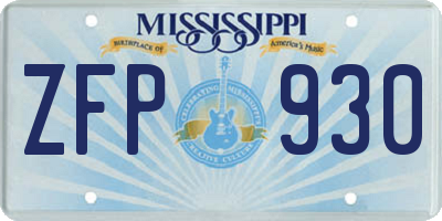 MS license plate ZFP930