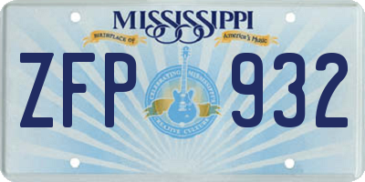 MS license plate ZFP932