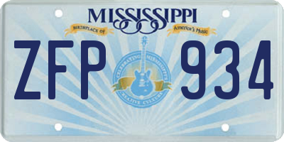 MS license plate ZFP934
