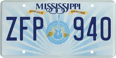 MS license plate ZFP940