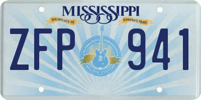 MS license plate ZFP941