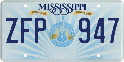 MS license plate ZFP947