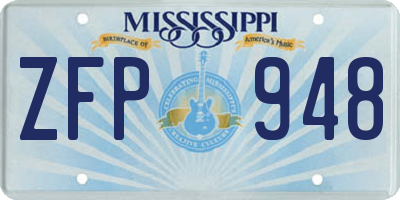 MS license plate ZFP948