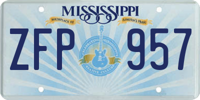MS license plate ZFP957