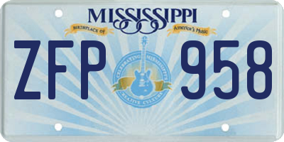 MS license plate ZFP958