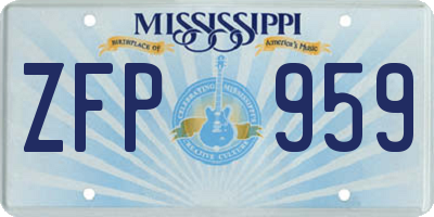 MS license plate ZFP959
