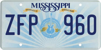 MS license plate ZFP960