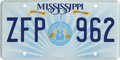 MS license plate ZFP962