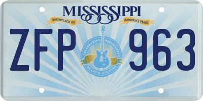 MS license plate ZFP963