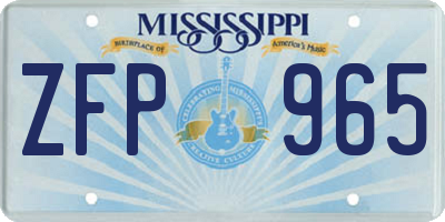 MS license plate ZFP965