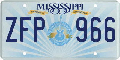 MS license plate ZFP966