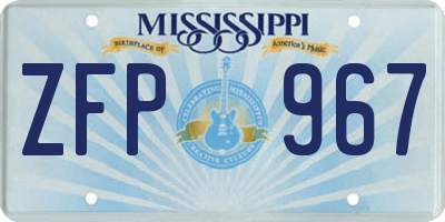 MS license plate ZFP967