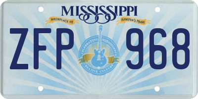 MS license plate ZFP968
