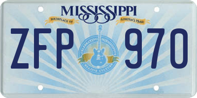 MS license plate ZFP970