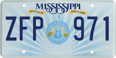 MS license plate ZFP971