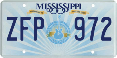 MS license plate ZFP972