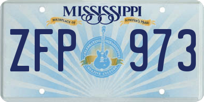 MS license plate ZFP973