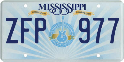MS license plate ZFP977