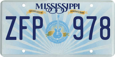 MS license plate ZFP978