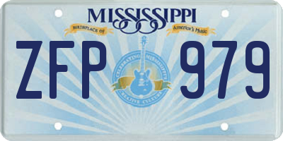MS license plate ZFP979