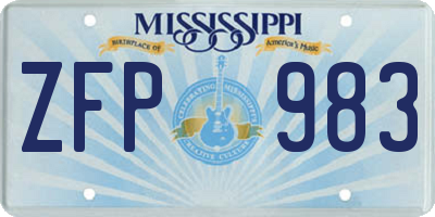 MS license plate ZFP983