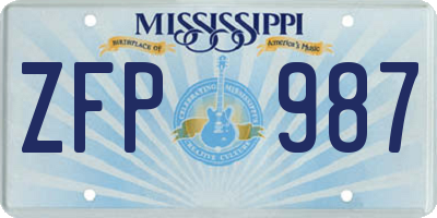MS license plate ZFP987