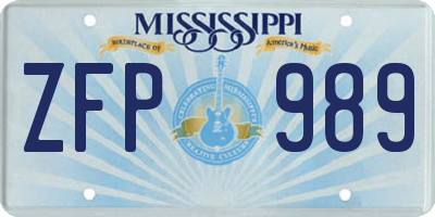 MS license plate ZFP989