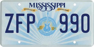 MS license plate ZFP990