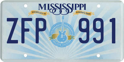 MS license plate ZFP991