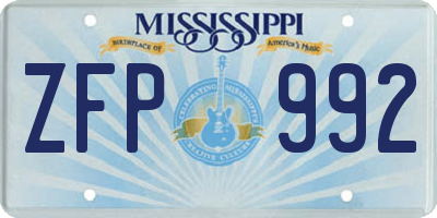 MS license plate ZFP992