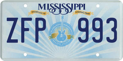 MS license plate ZFP993