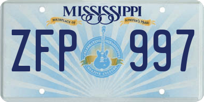 MS license plate ZFP997