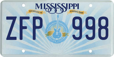 MS license plate ZFP998