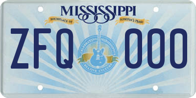 MS license plate ZFQ000