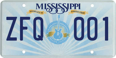 MS license plate ZFQ001