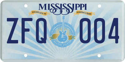MS license plate ZFQ004