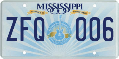 MS license plate ZFQ006