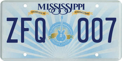MS license plate ZFQ007