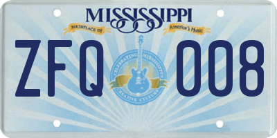 MS license plate ZFQ008