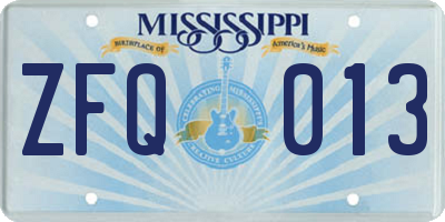 MS license plate ZFQ013