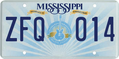 MS license plate ZFQ014