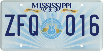 MS license plate ZFQ016