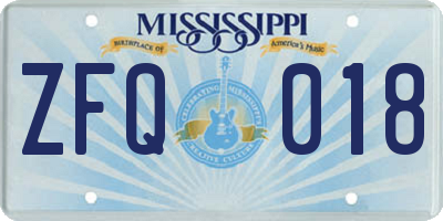 MS license plate ZFQ018