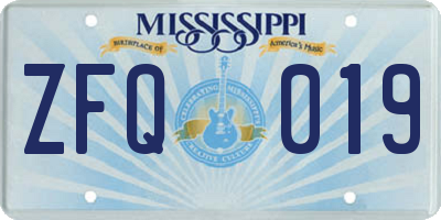MS license plate ZFQ019